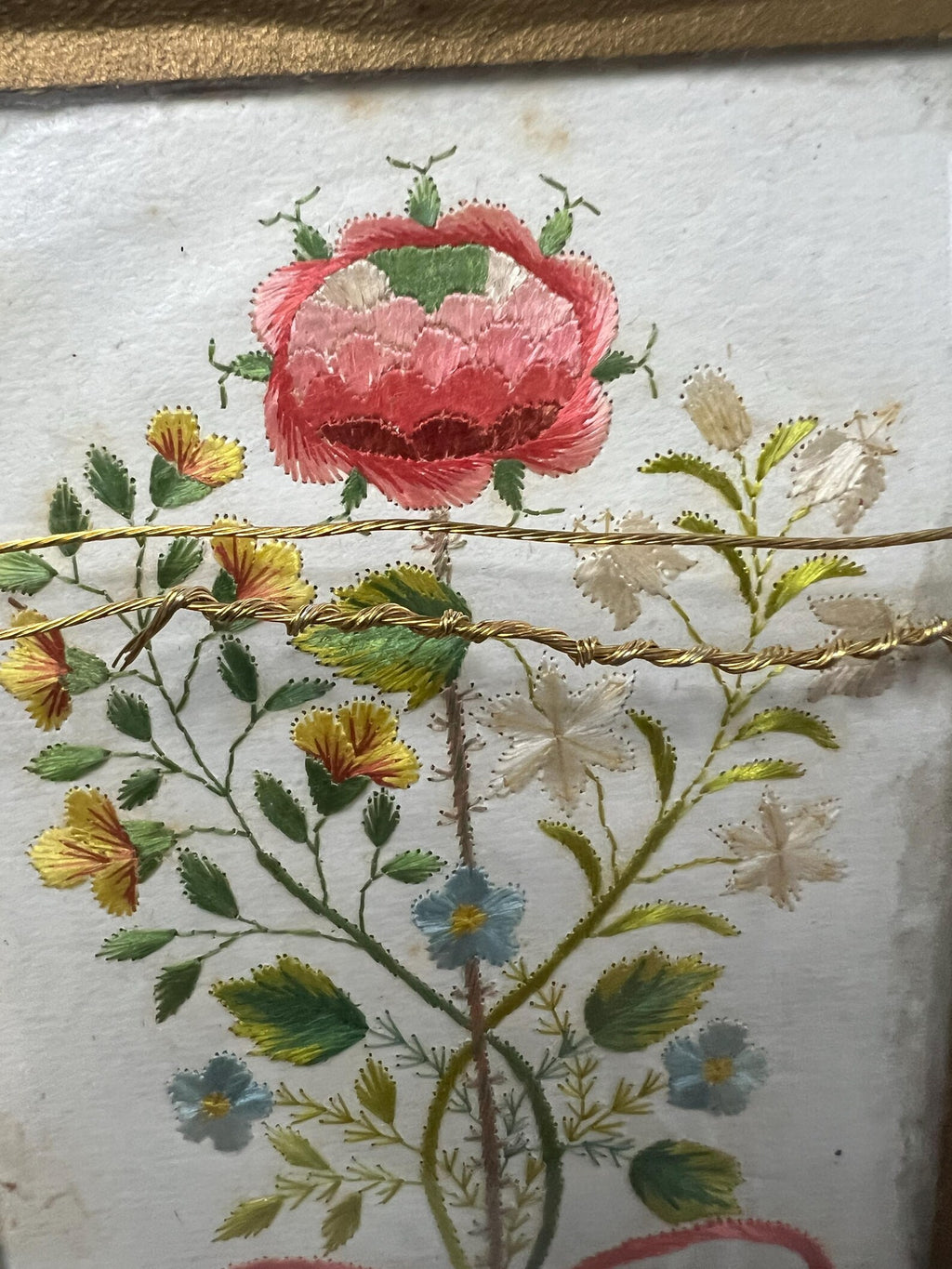 18th Century Colifichet Embroidery On Paper Double Sided Neeedlework C 1790