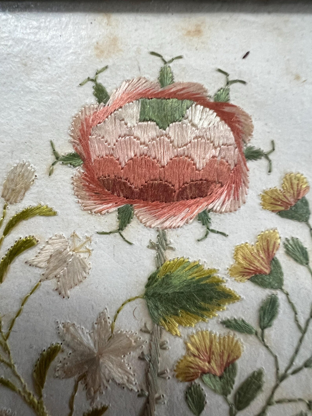18th Century Colifichet Embroidery On Paper Double Sided Neeedlework C 1790