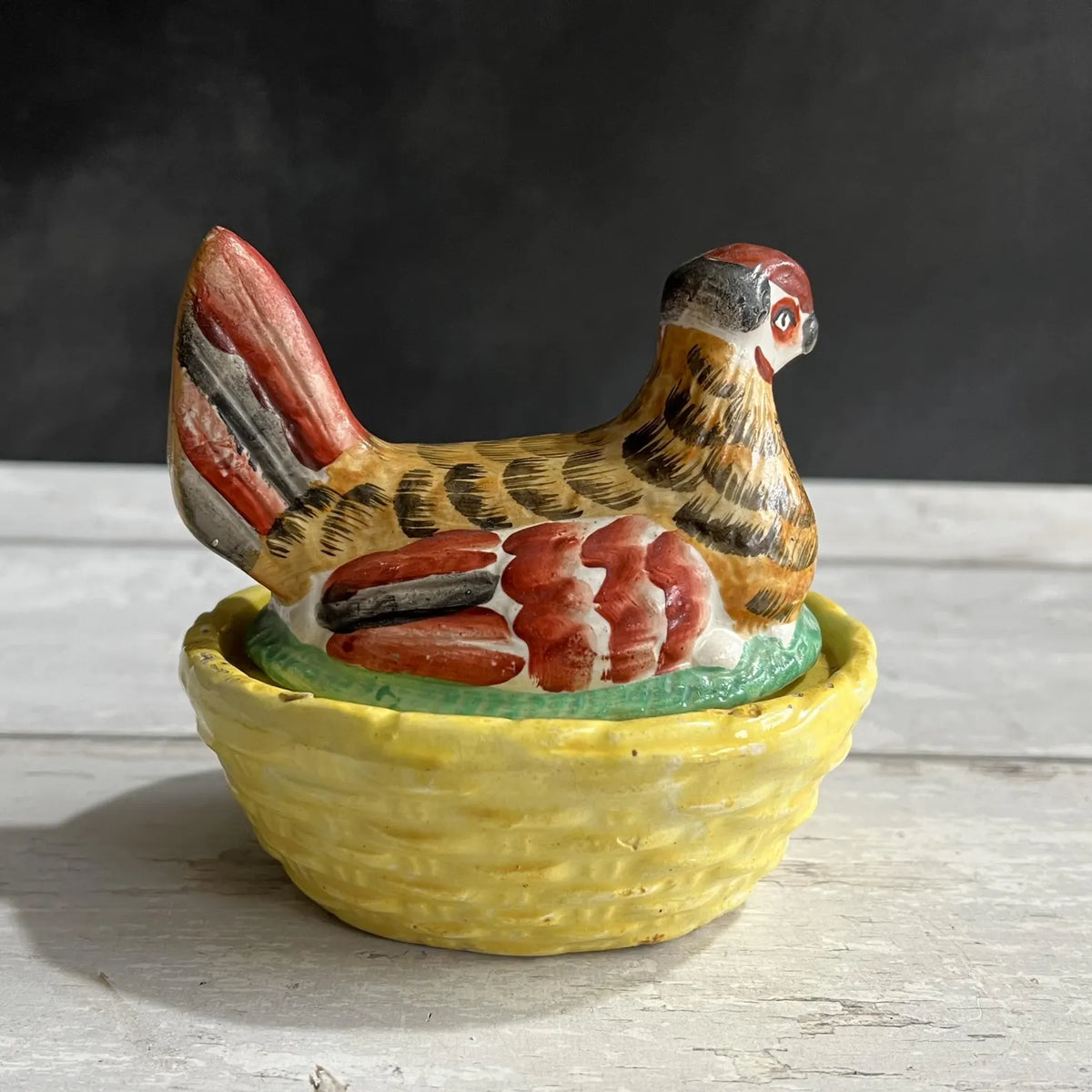 Antique Staffordshire Hen on Nest Miniature Size C 1870