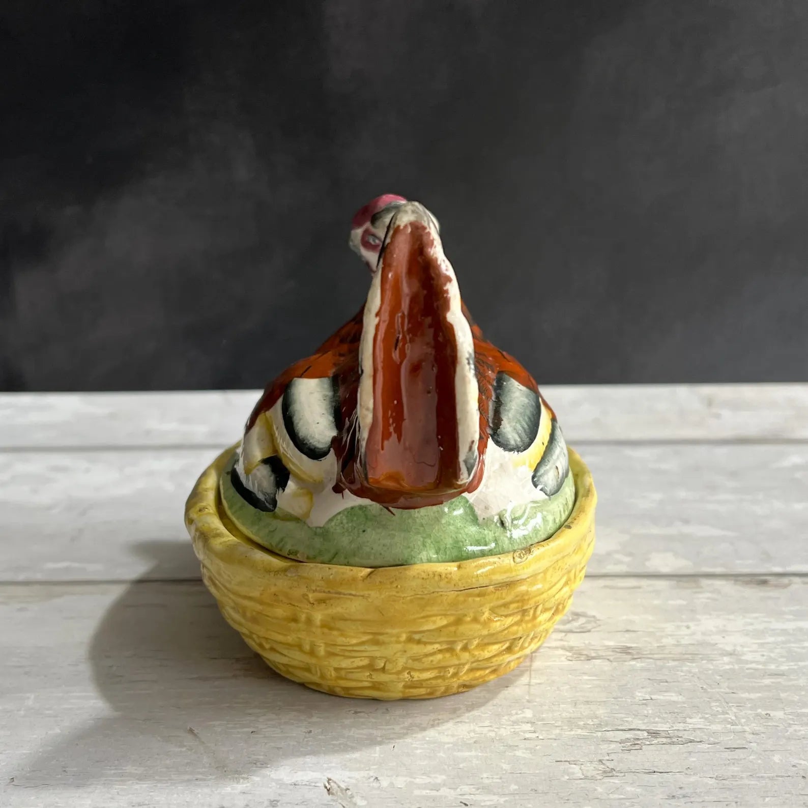 Antique Staffordshire Hen On Nest Egg Holder Folk Art C 1870