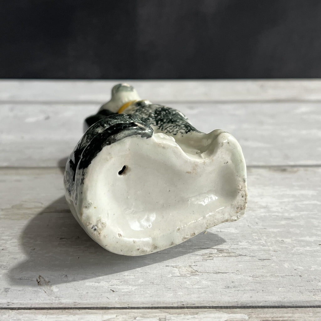 19th Century Staffordshire Dog Figure SMALL Dog Black Spatter Ware Spongeware C 1870