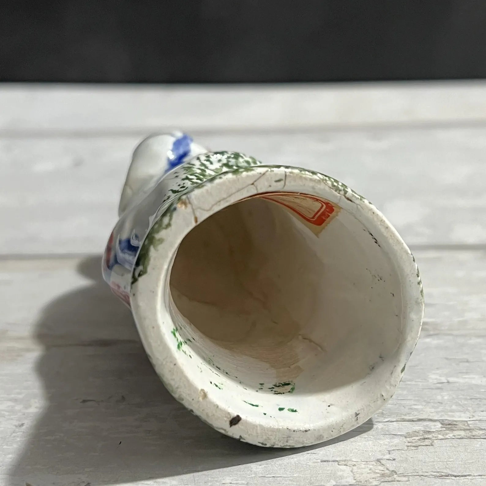 19th Century Miniature Spongeware Figure Circa 1810 Yorkshire Pottery AF