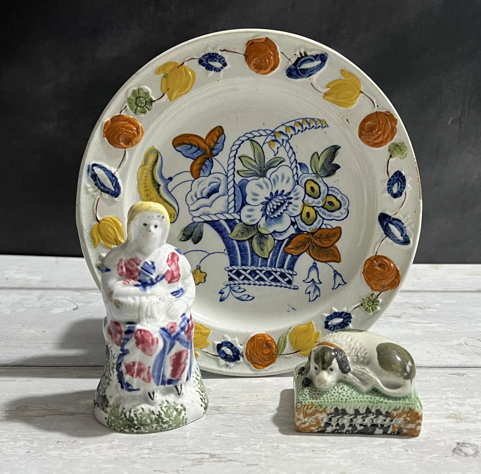 19th Century Miniature Spongeware Figure Circa 1810 Yorkshire Pottery AF