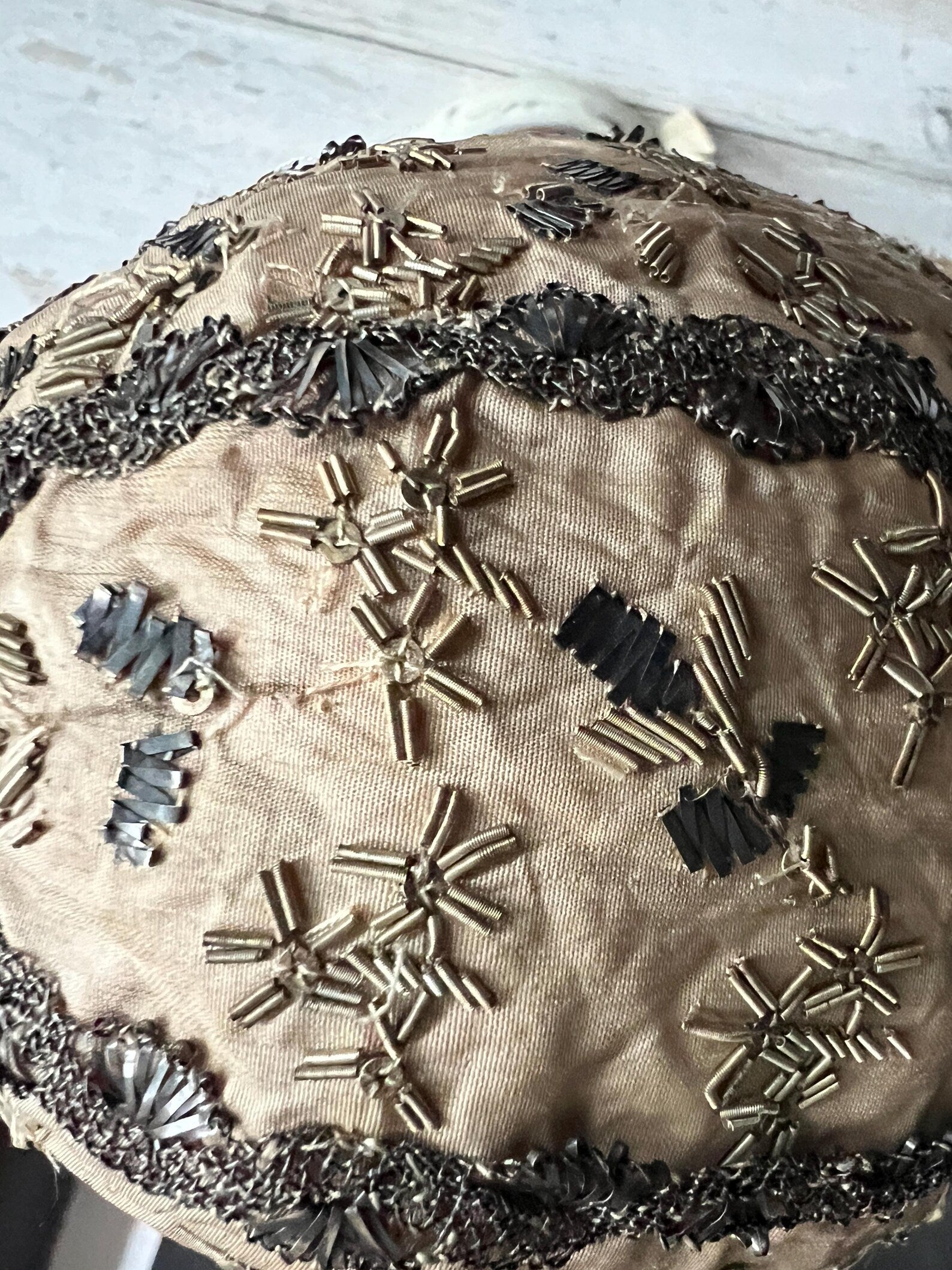 18th Century Silk Baby Cap Spangles Silver Lace Tiny C 1800