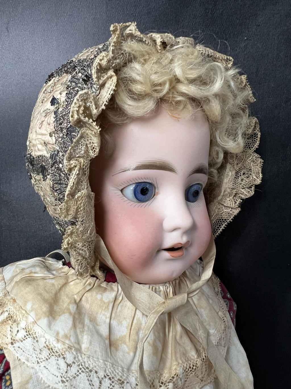 18th Century Silk Baby Cap Spangles Silver Lace Tiny C 1800