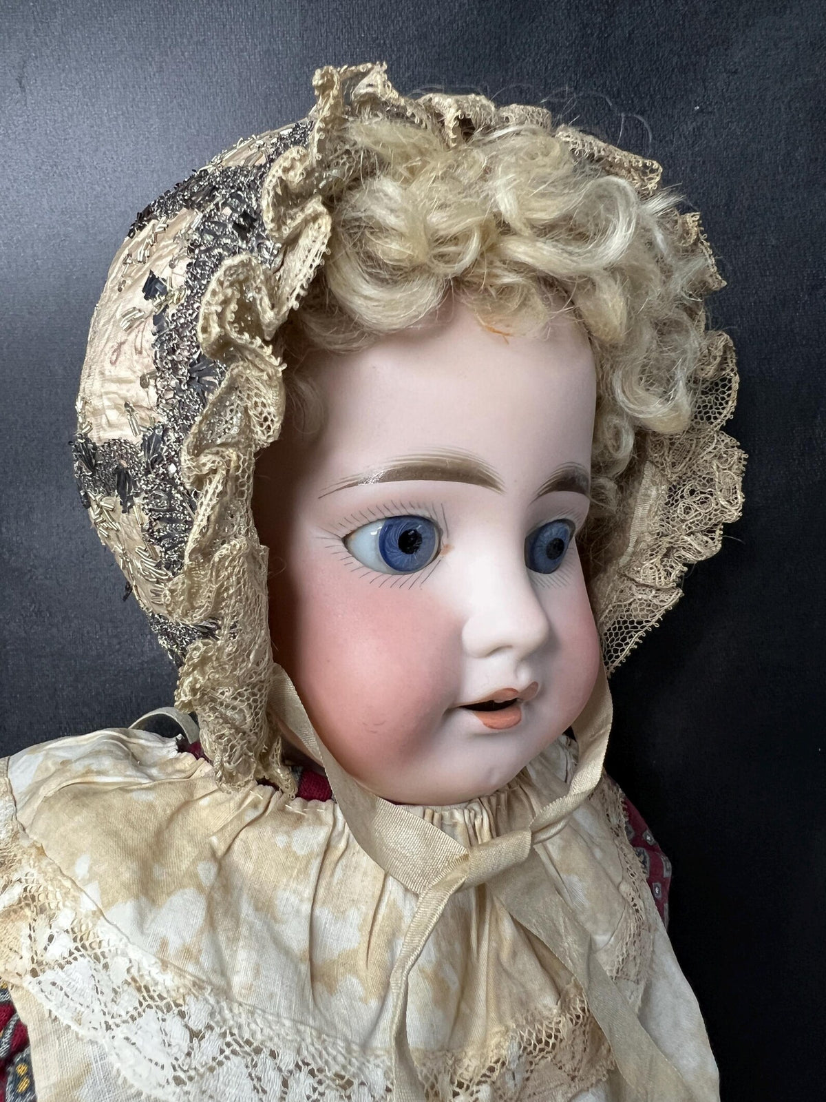 18th Century Silk Baby Cap Spangles Silver Lace Tiny C 1800