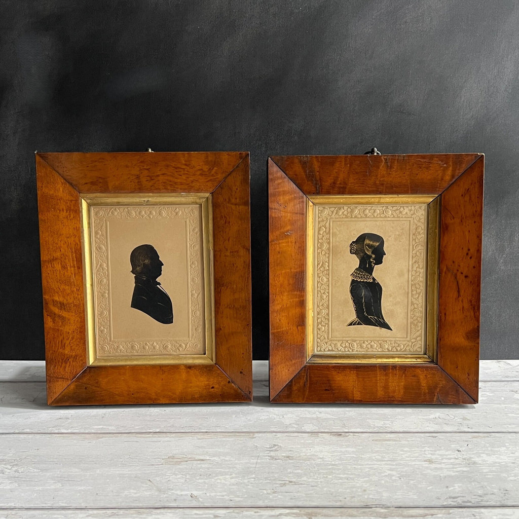 Antique Gentleman Silhouette, Dobbs Embossed Card, C 1840s