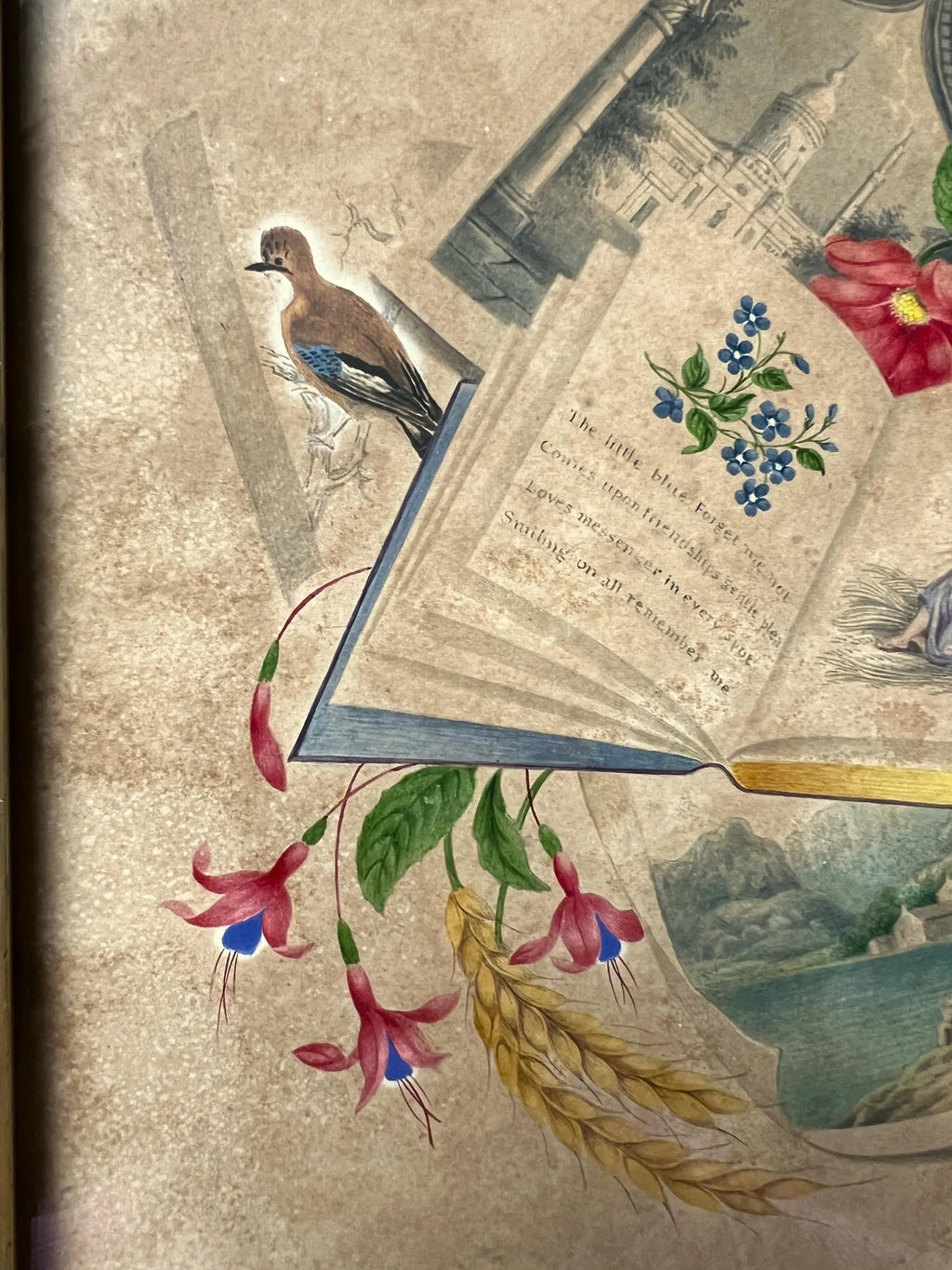 Antique Georgian Trompe-L'oeil Painting C1830s Romantic Valentine