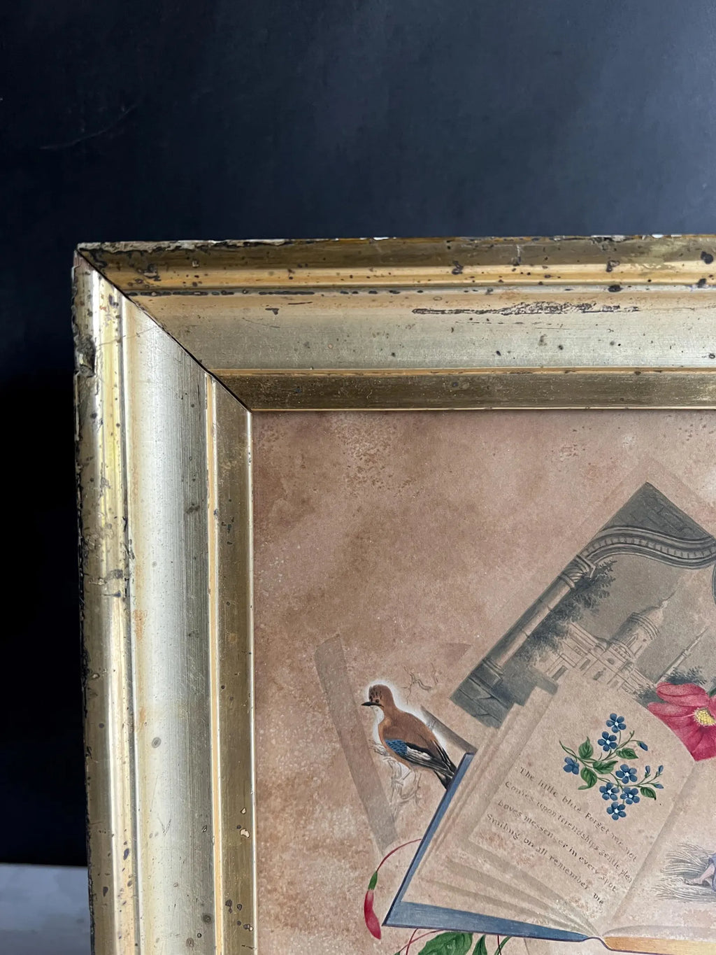 Antique Georgian Trompe-L'oeil Painting C1830s Romantic Valentine