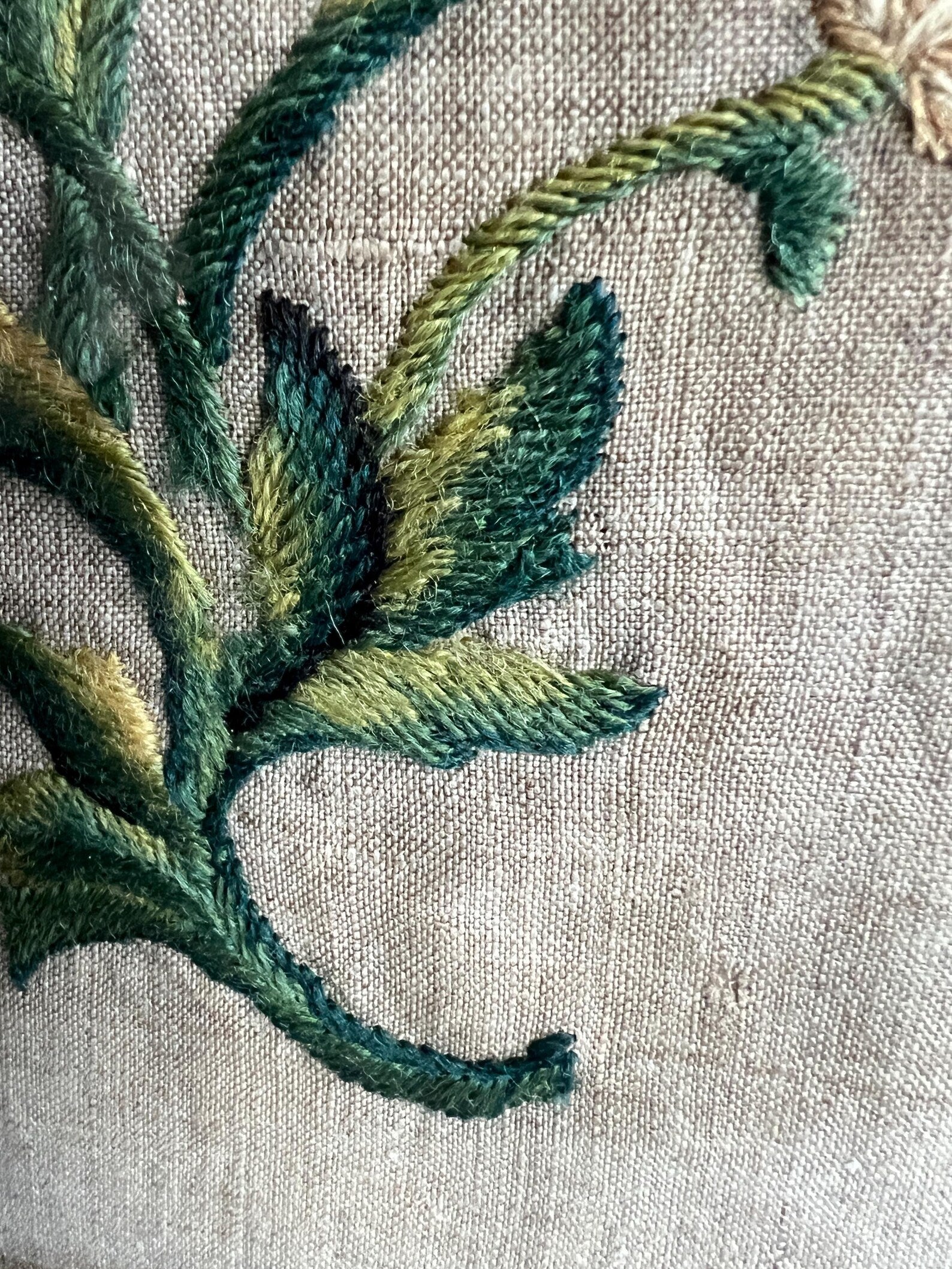 Antique 19th Century Crewelwork Embroidery Panel Circa 1800