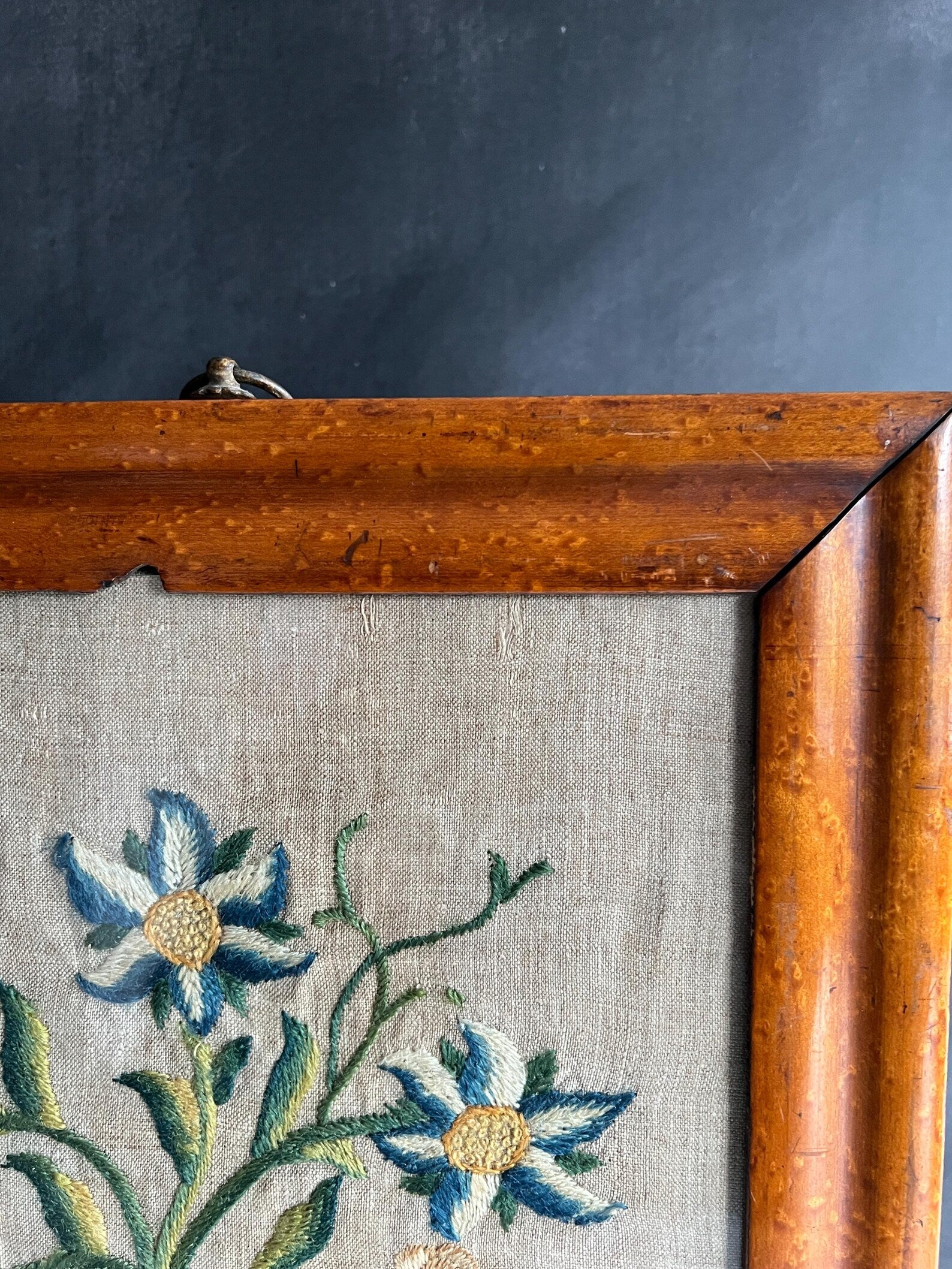 Antique 19th Century Crewelwork Embroidery Panel Circa 1800