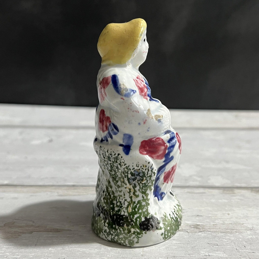 19th Century Miniature Spongeware Figure Circa 1810 Yorkshire Pottery AF