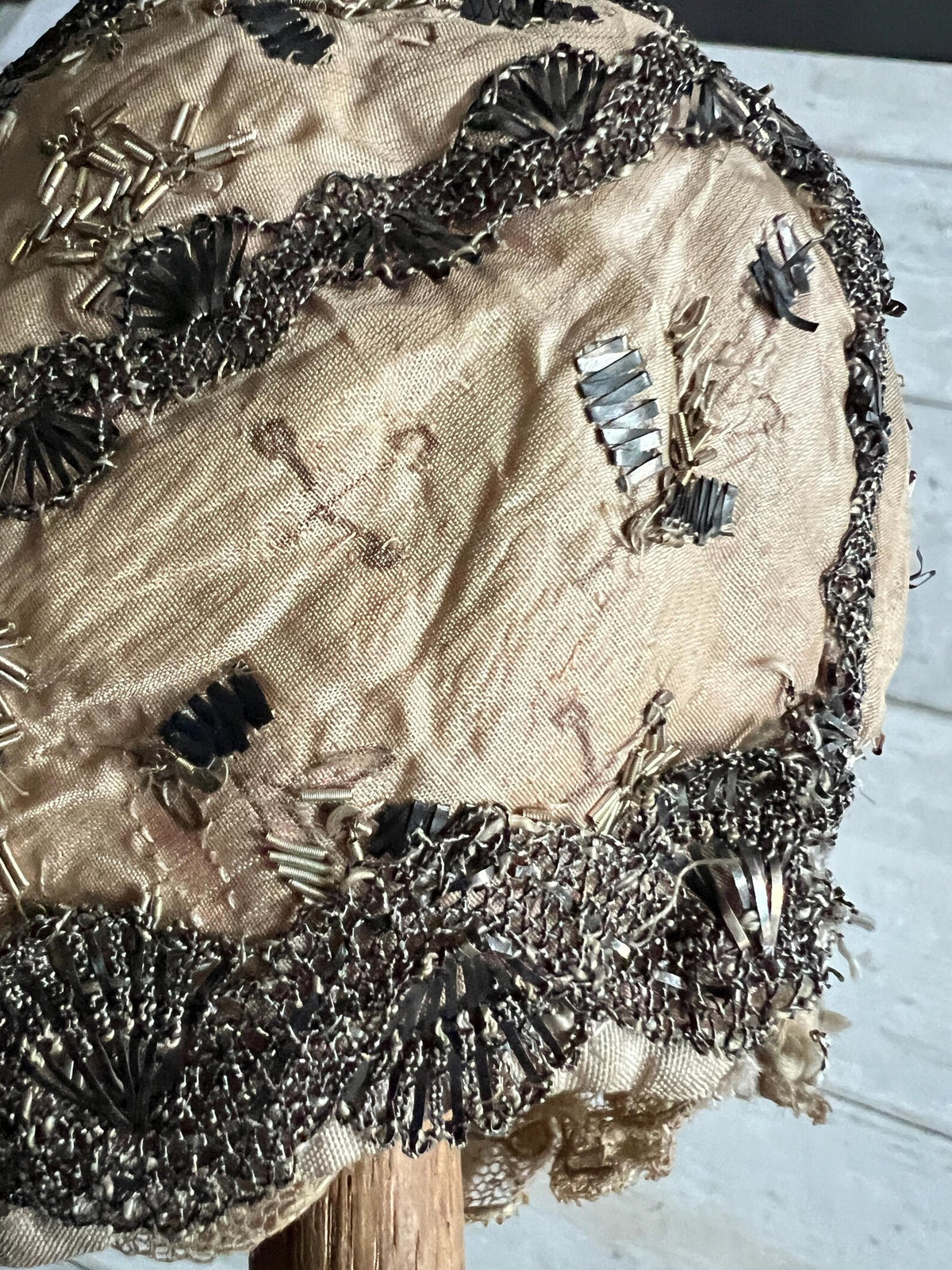 18th Century Silk Baby Cap Spangles Silver Lace Tiny C 1800