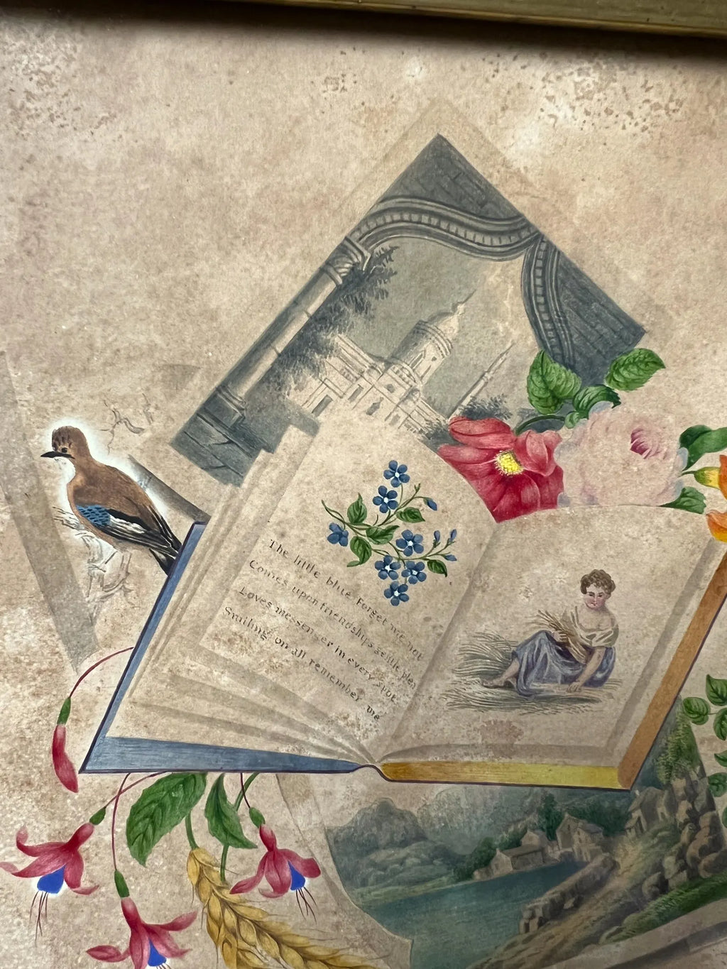 Antique Georgian Trompe-L'oeil Painting C1830s Romantic Valentine