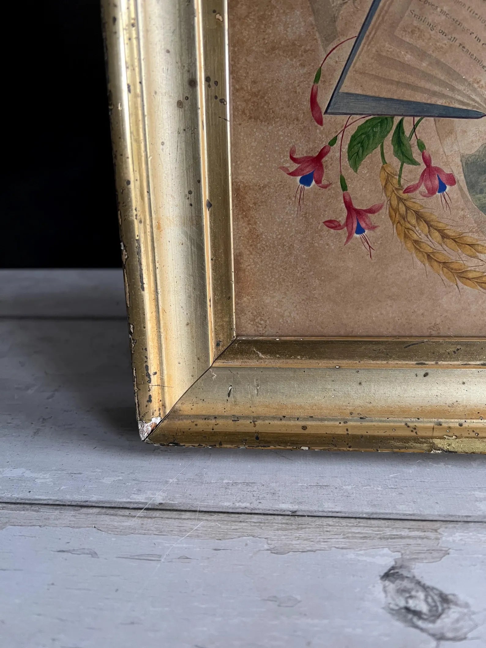 Antique Georgian Trompe-L'oeil Painting C1830s Romantic Valentine