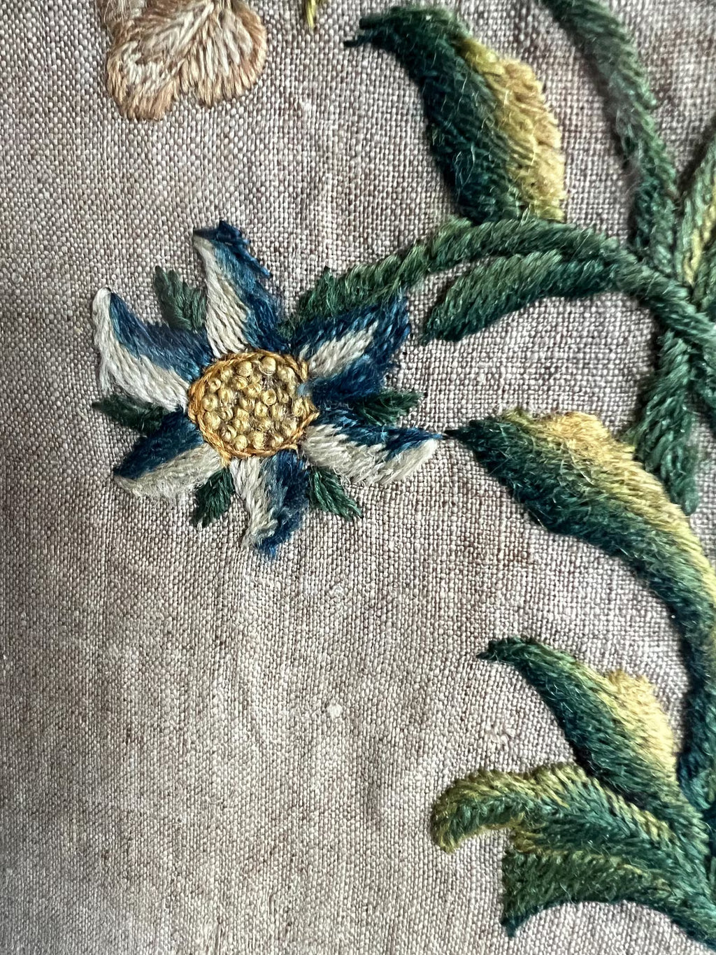 Antique 19th Century Crewelwork Embroidery Panel Circa 1800