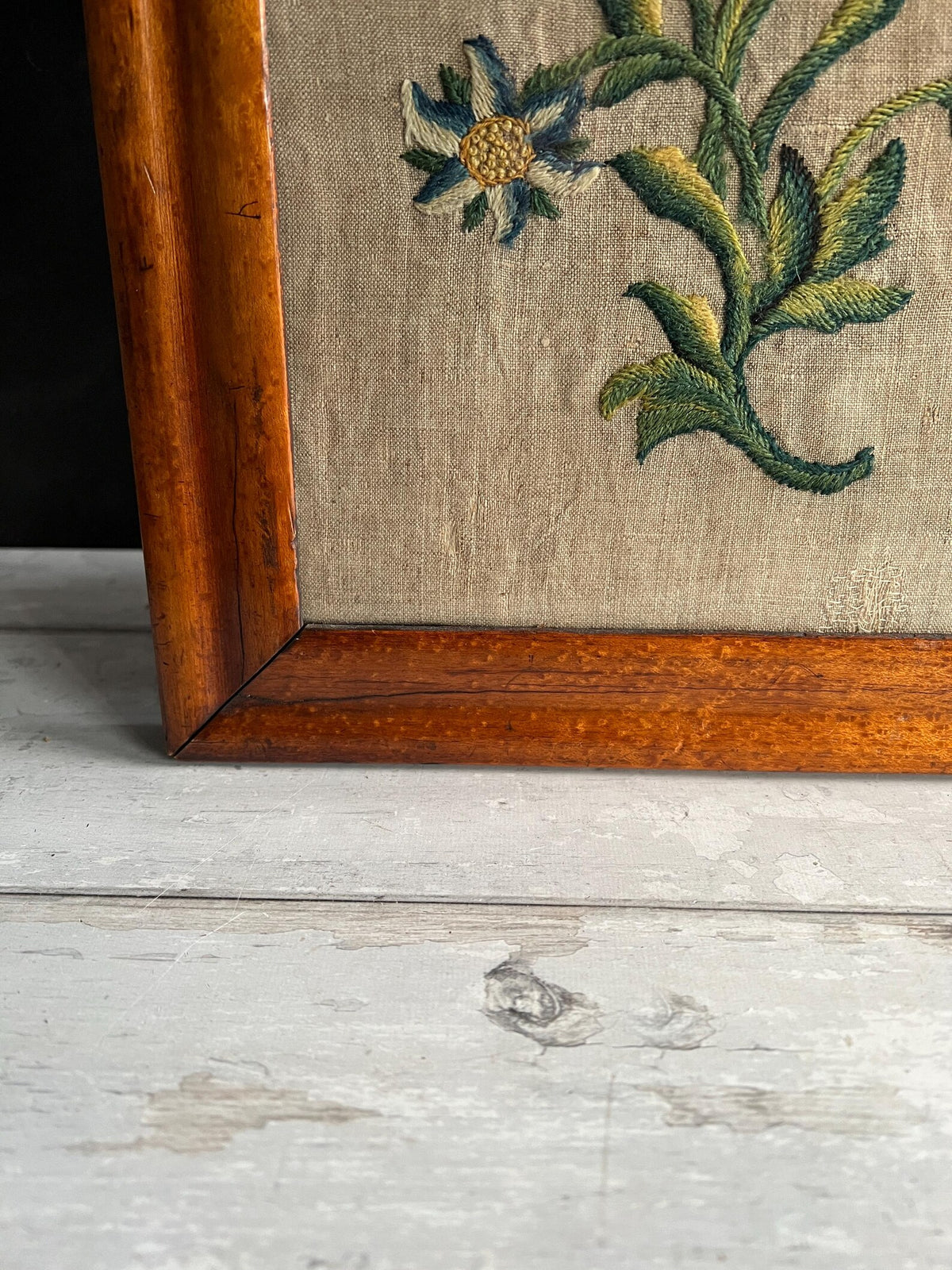 Antique 19th Century Crewelwork Embroidery Panel Circa 1800