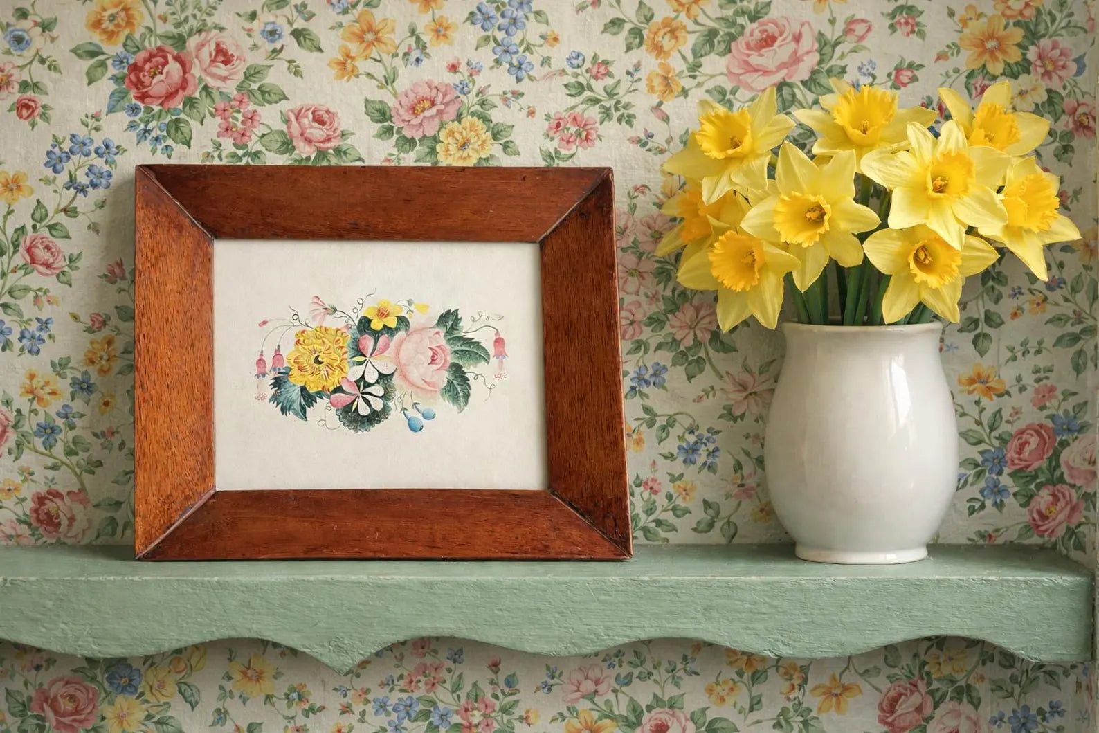 19th Century English Floral Painting Fuchsia Rose C 1830