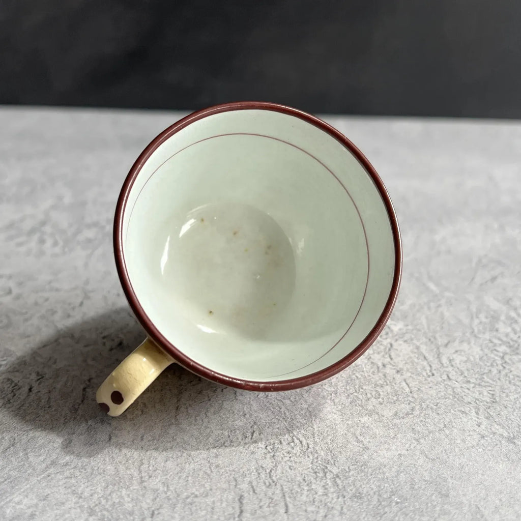 Antique English Drabware Toy Cup and Saucer Adam Buck Mother & Child Circa 1815