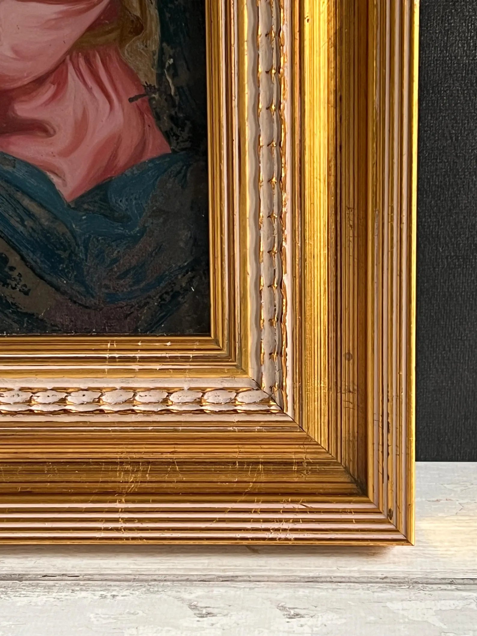 18th Century Georgian Reverse Glass Painting Virgin with Child Circa 1800 Catholic