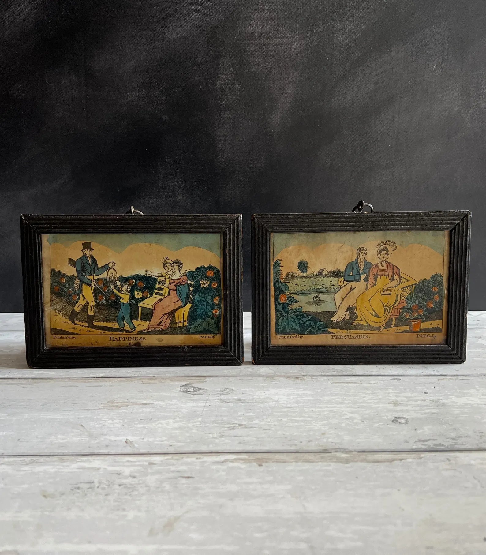 Antique P & P Gally Print Happiness Original Frame C 1815