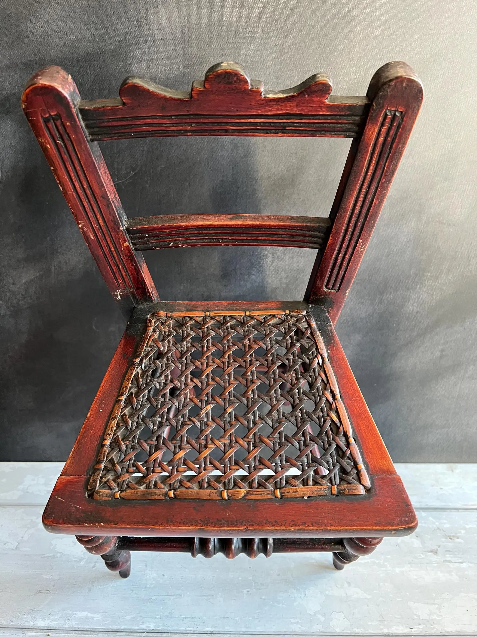 Antique Dolls Chair Early 19th Century Original Caned Seat Circa 1830