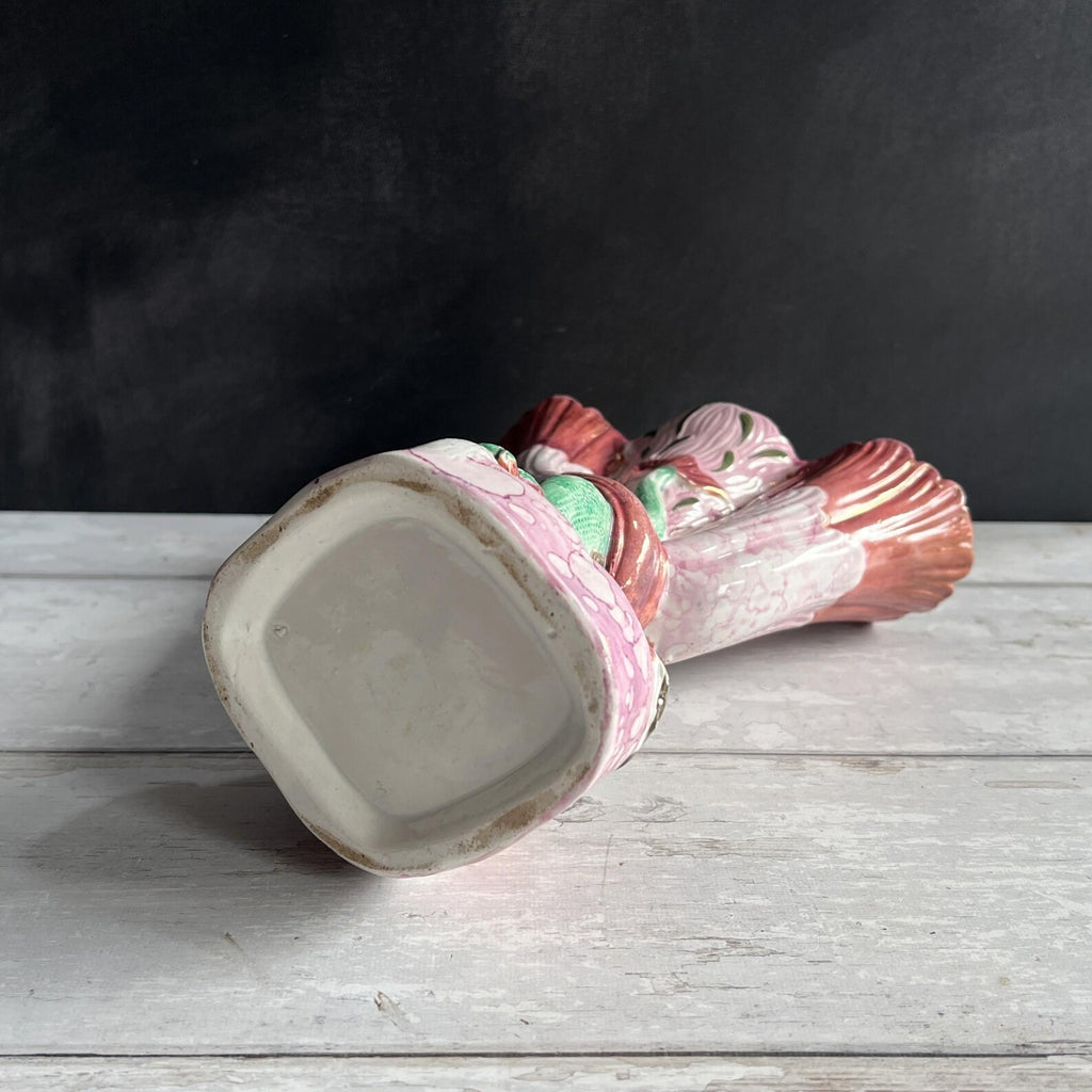 19th Century Sunderland Pink Lustre Vase Shell Dolphin Spill Vase