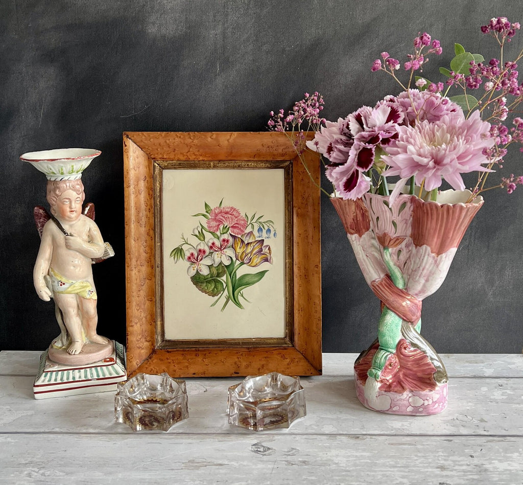 19th Century Sunderland Pink Lustre Vase Shell Dolphin Spill Vase