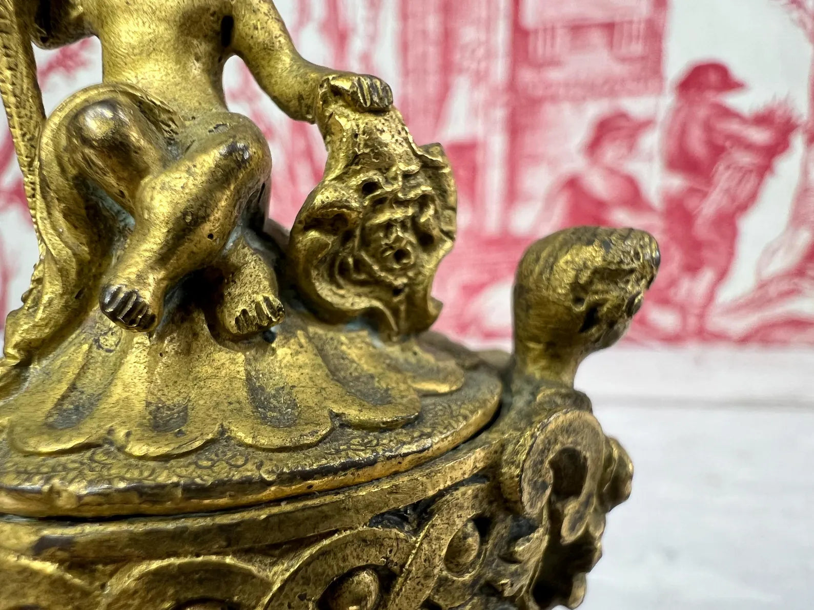 Antique Miniature Gilt Bronze & Marble Paper Weight Bronze Dore Cassolette Napoleon III C 1850