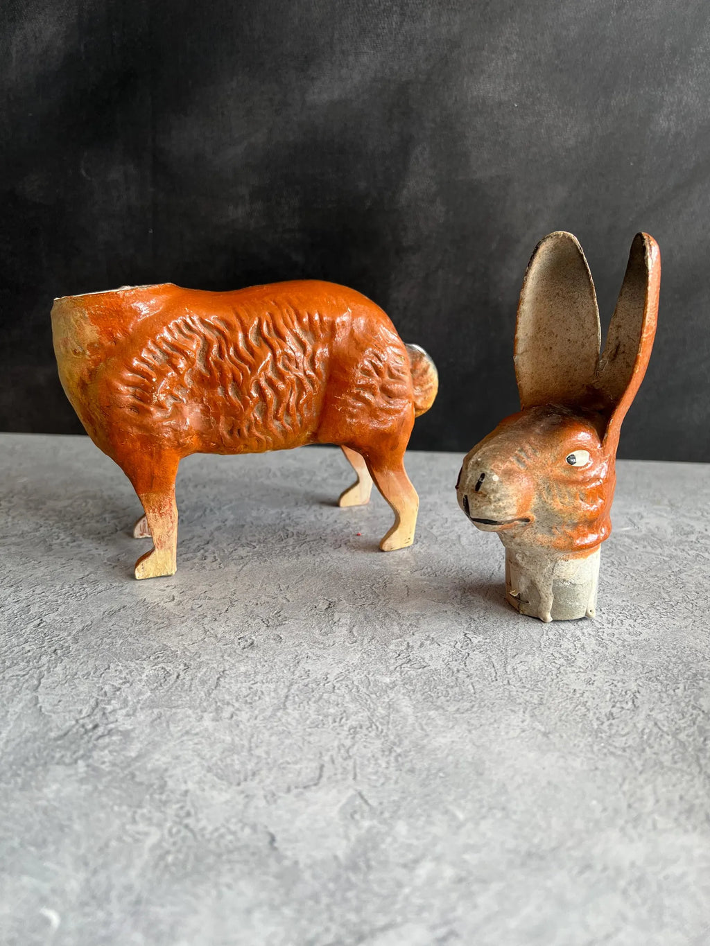 Antique German Candy Container Easter Bunny Papier Mache Rabbit Circa 1910