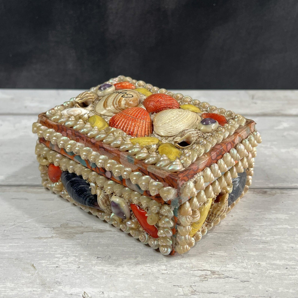 Victorian Sea Shell Trinket Box Shell Work C 1900