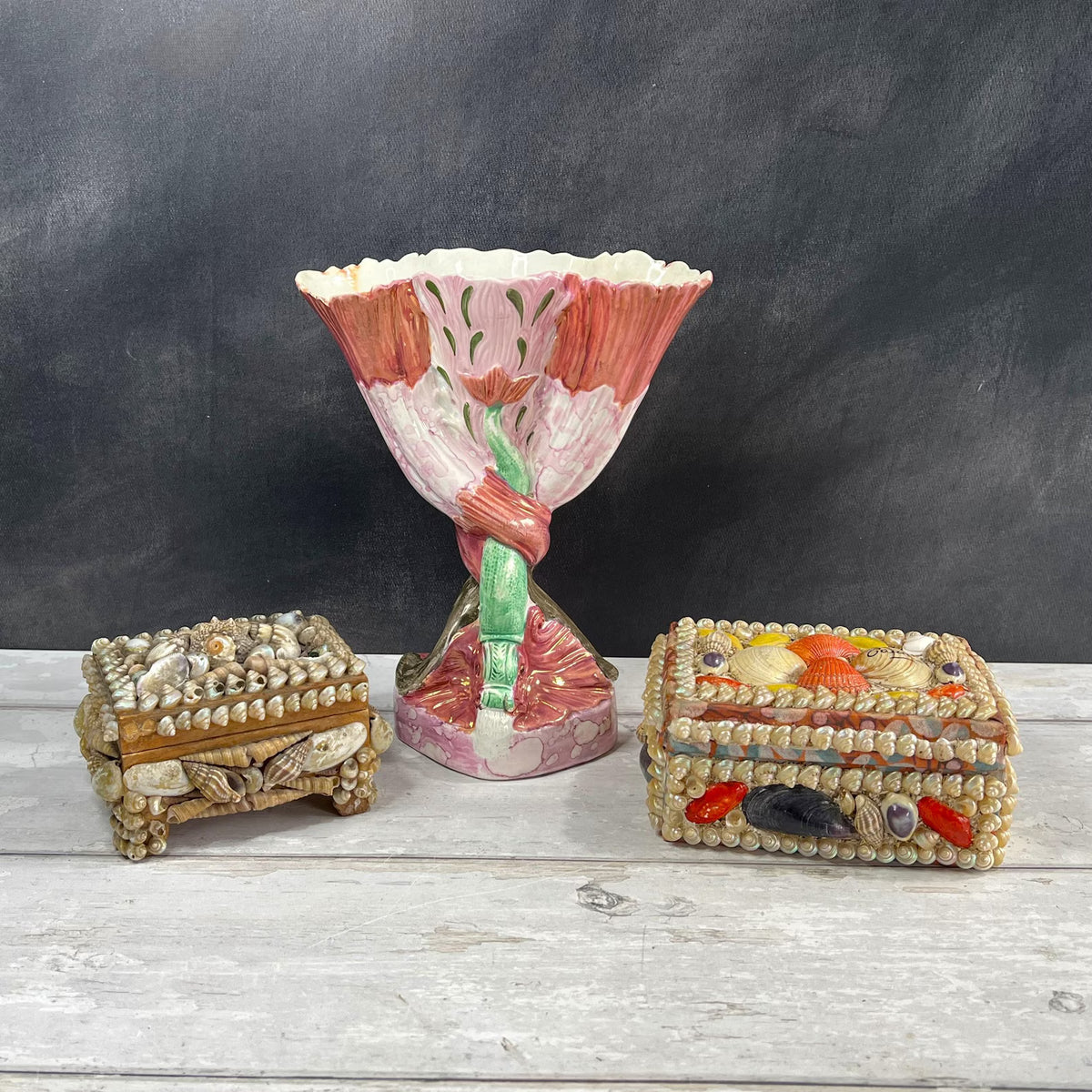 Victorian Sea Shell Trinket Box Shellwork Casket Circa 1900