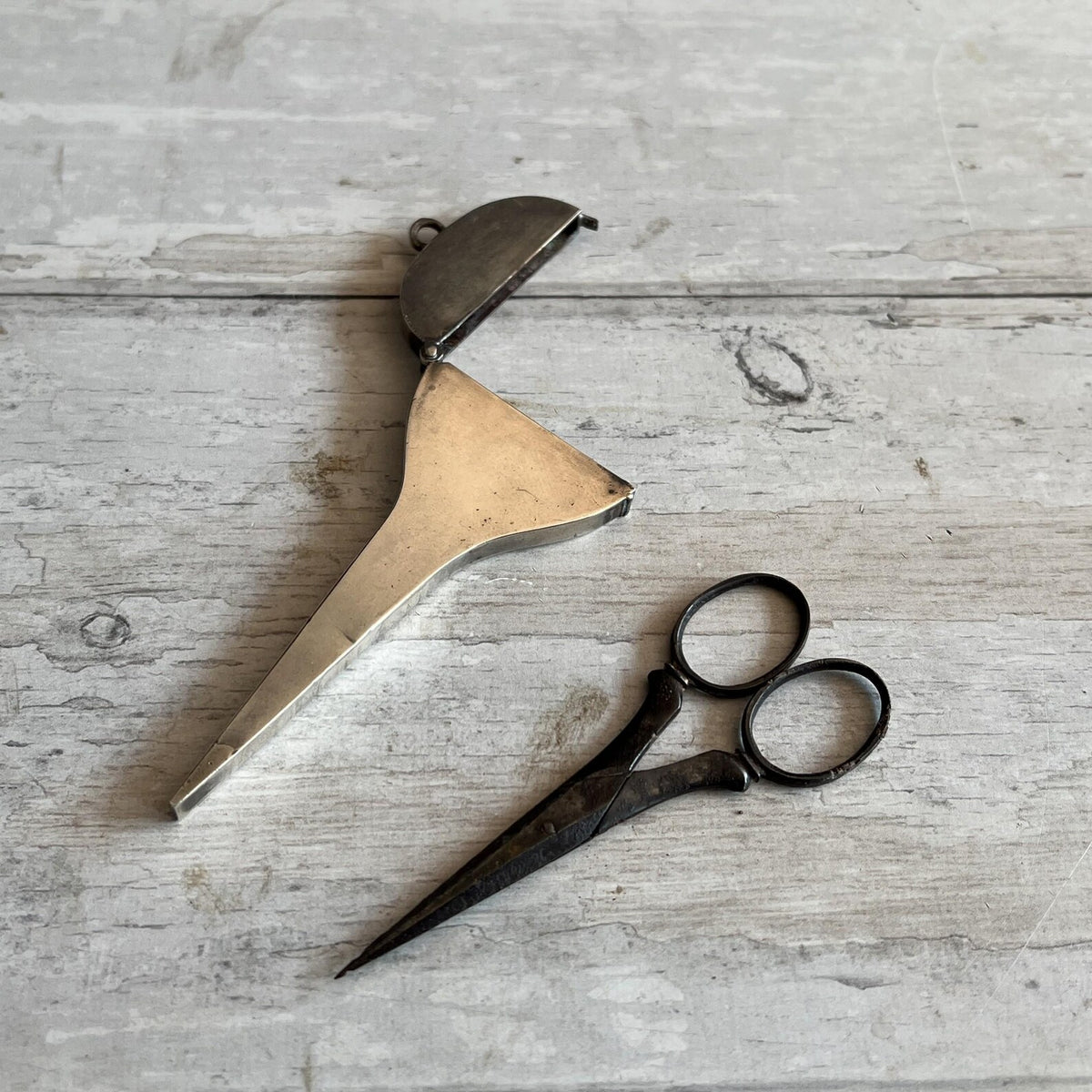 Antique 18th Century Silver Scissor Case & Steel Scissors C 1760