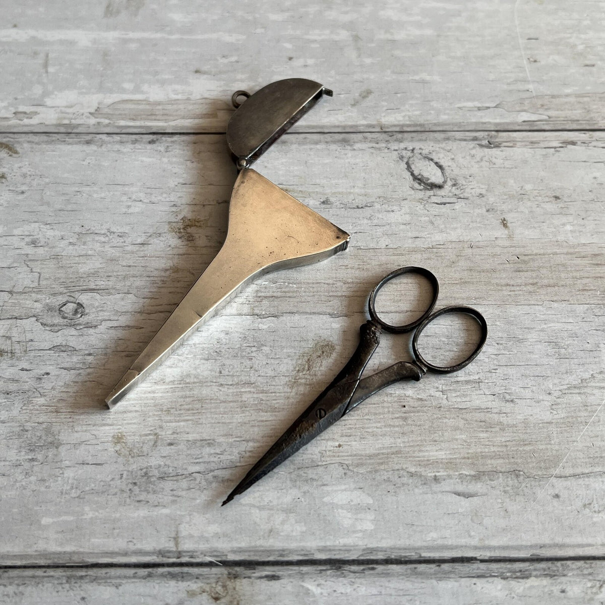 Antique 18th Century Silver Scissor Case & Steel Scissors C 1760