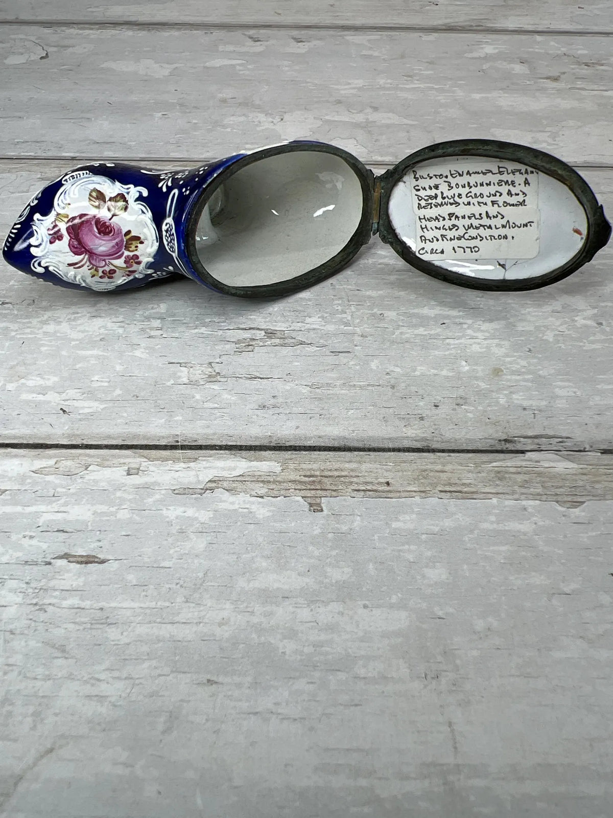 18th Century Enamel Shoe Bonbonniere Snuff Box C 1770