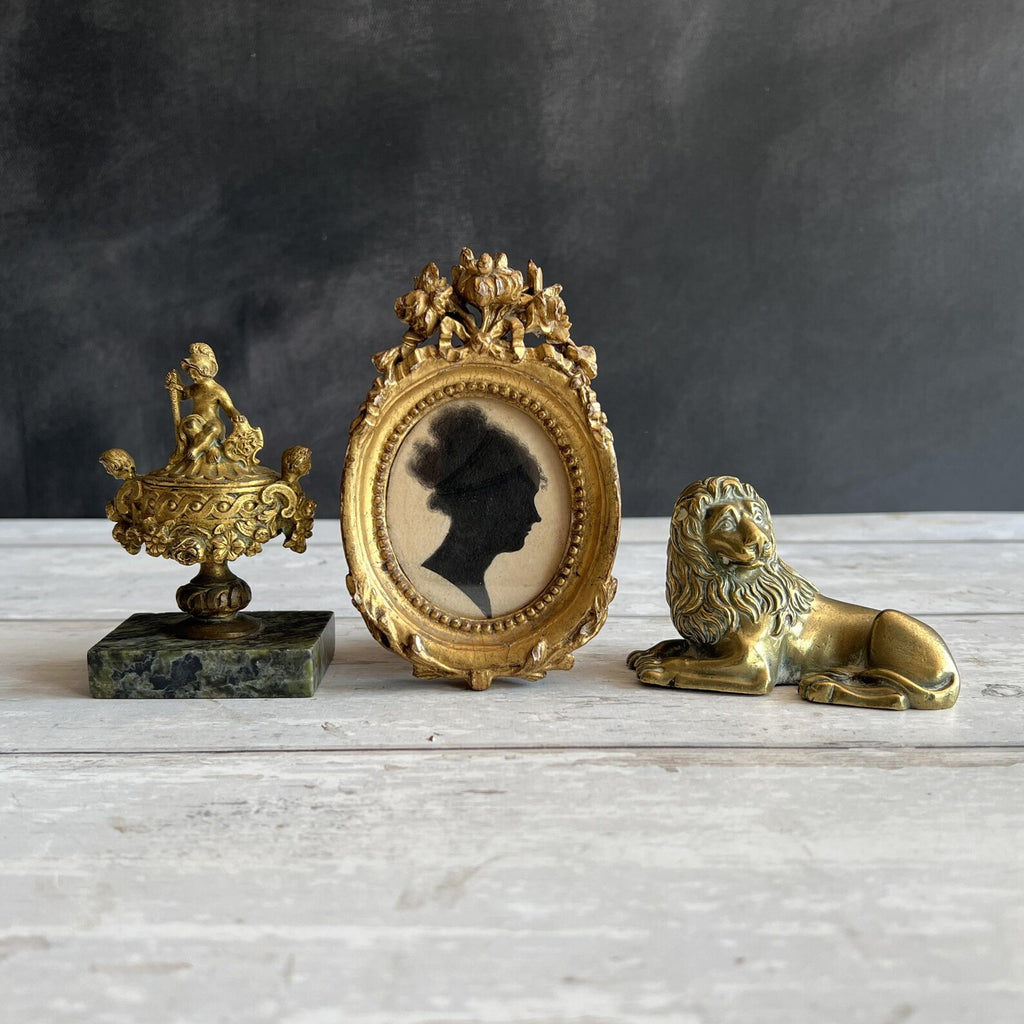 19th Century Regency Miniature Portrait Silhouette of a Lady Bandeaux Hairstyle Circa 1813