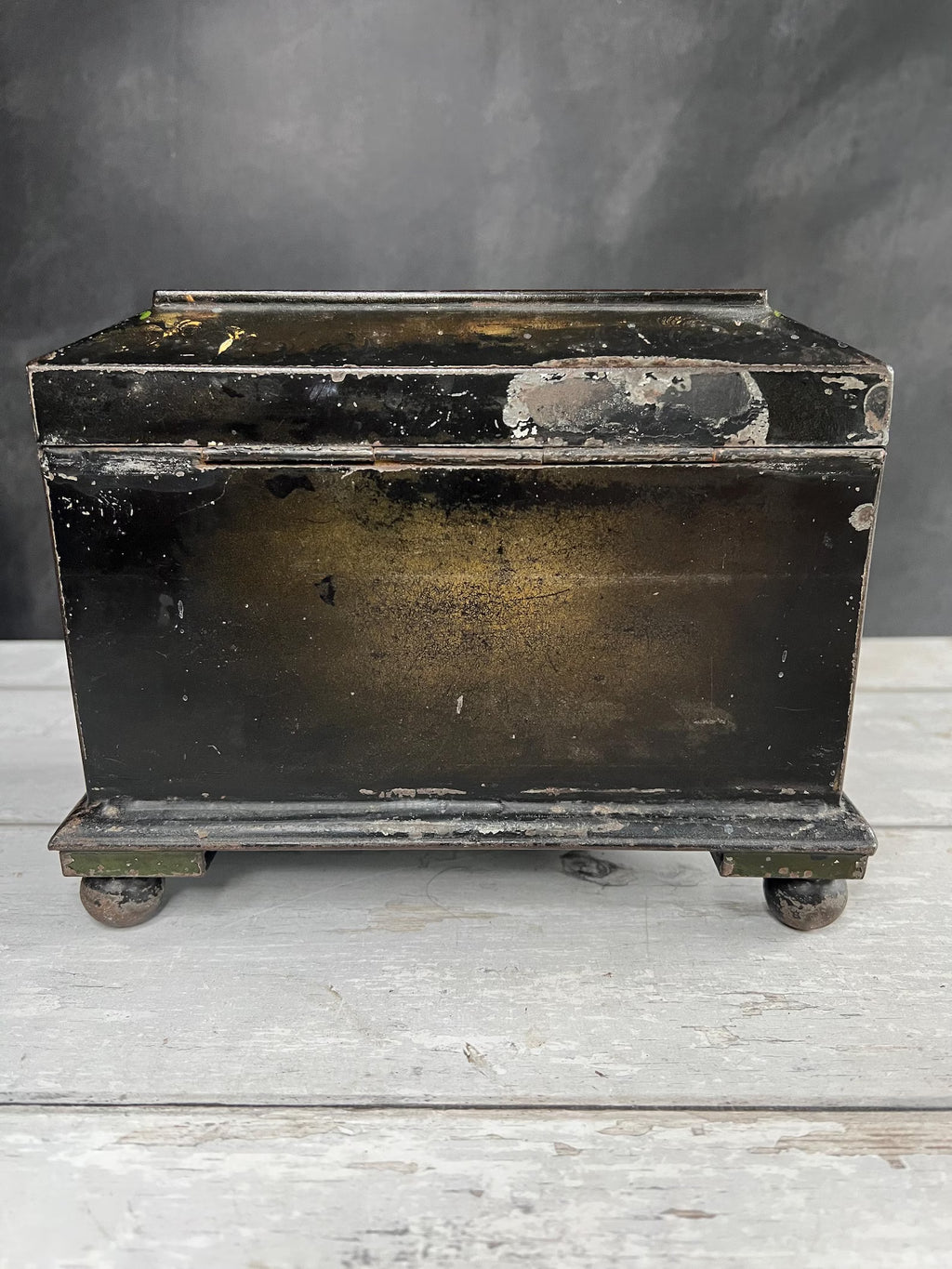 Antique 19th Century English Tole Tea Caddy Floral Toleware Tea Canister Circa 1850