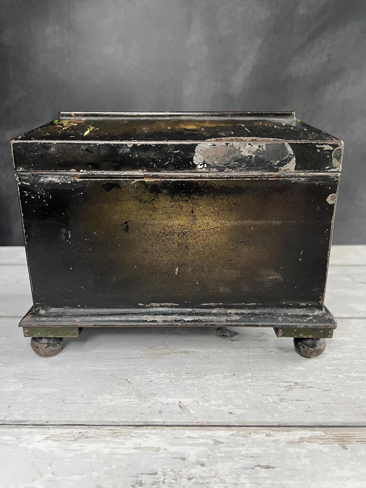 Antique 19th Century English Tole Tea Caddy Floral Toleware Tea Canister Circa 1850