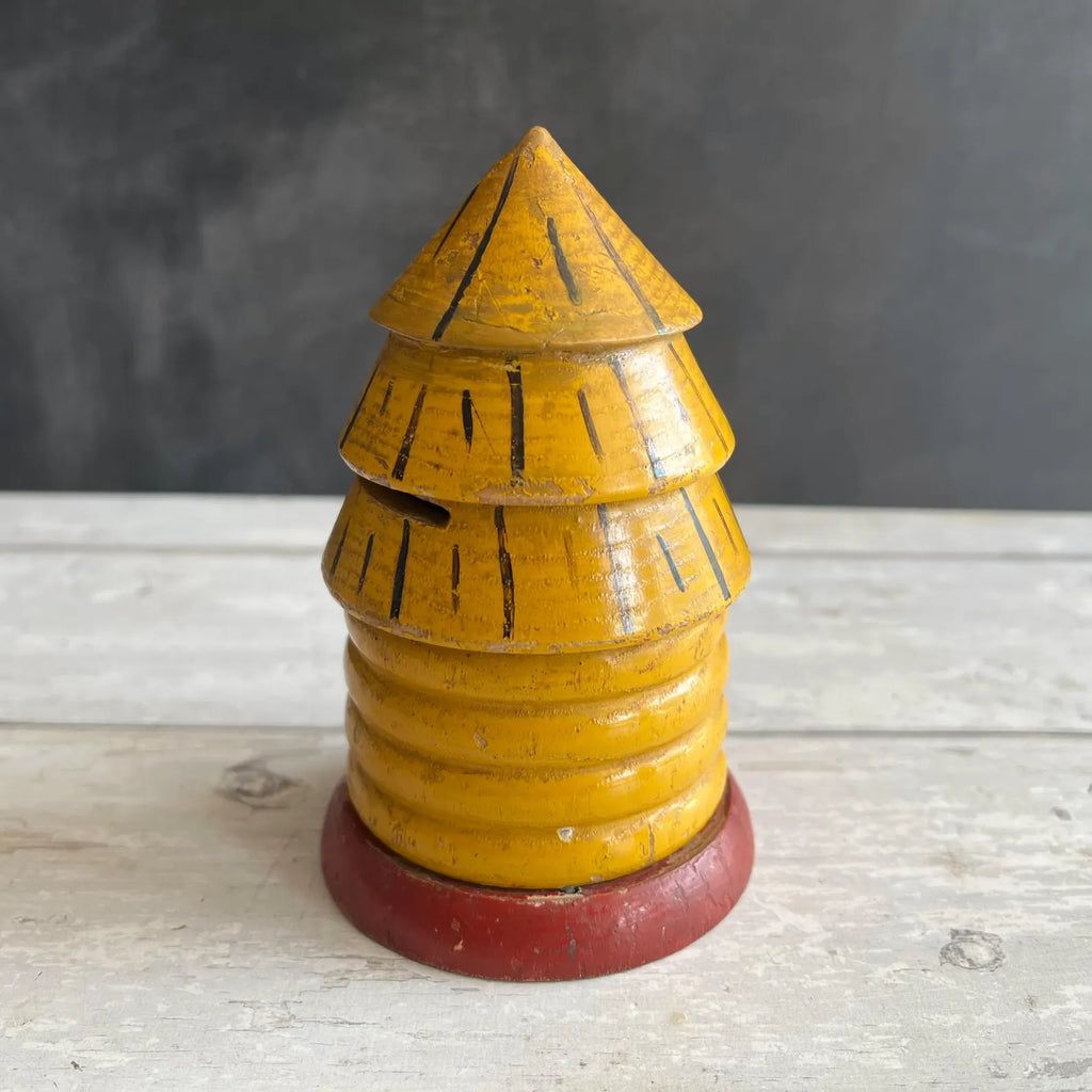 Antique Bee Skep Money Bank Naïve Folk Art Bee Hive Money Box C 1890
