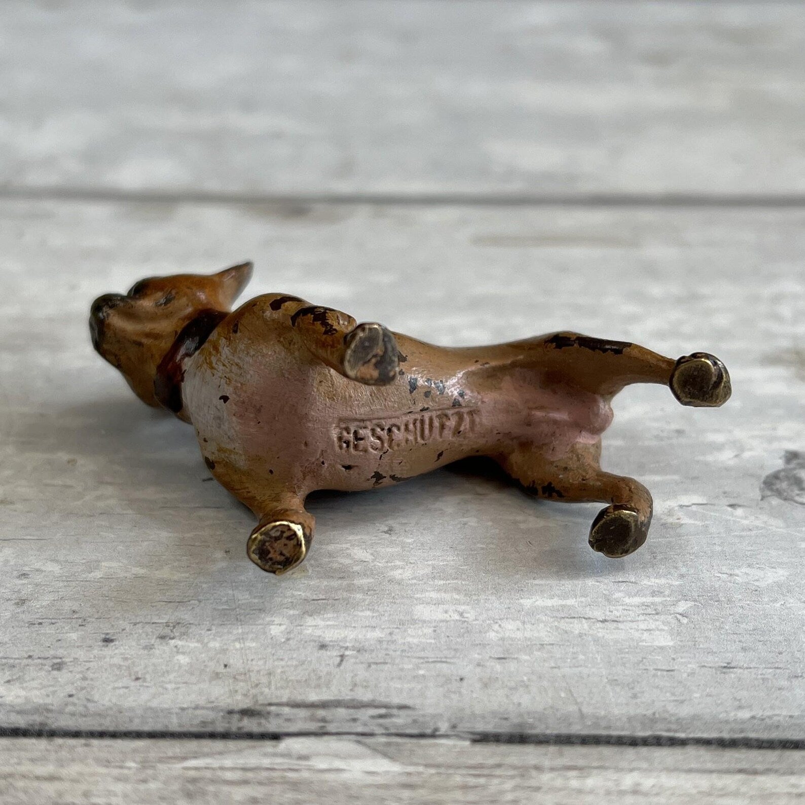 Antique Vienna Cold Painted Bronze French Bulldog Figure C 1880