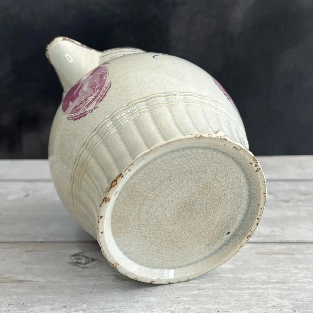 Pearlware Jug Pitcher Puce Transferware Faith Hope and Charity C 1800