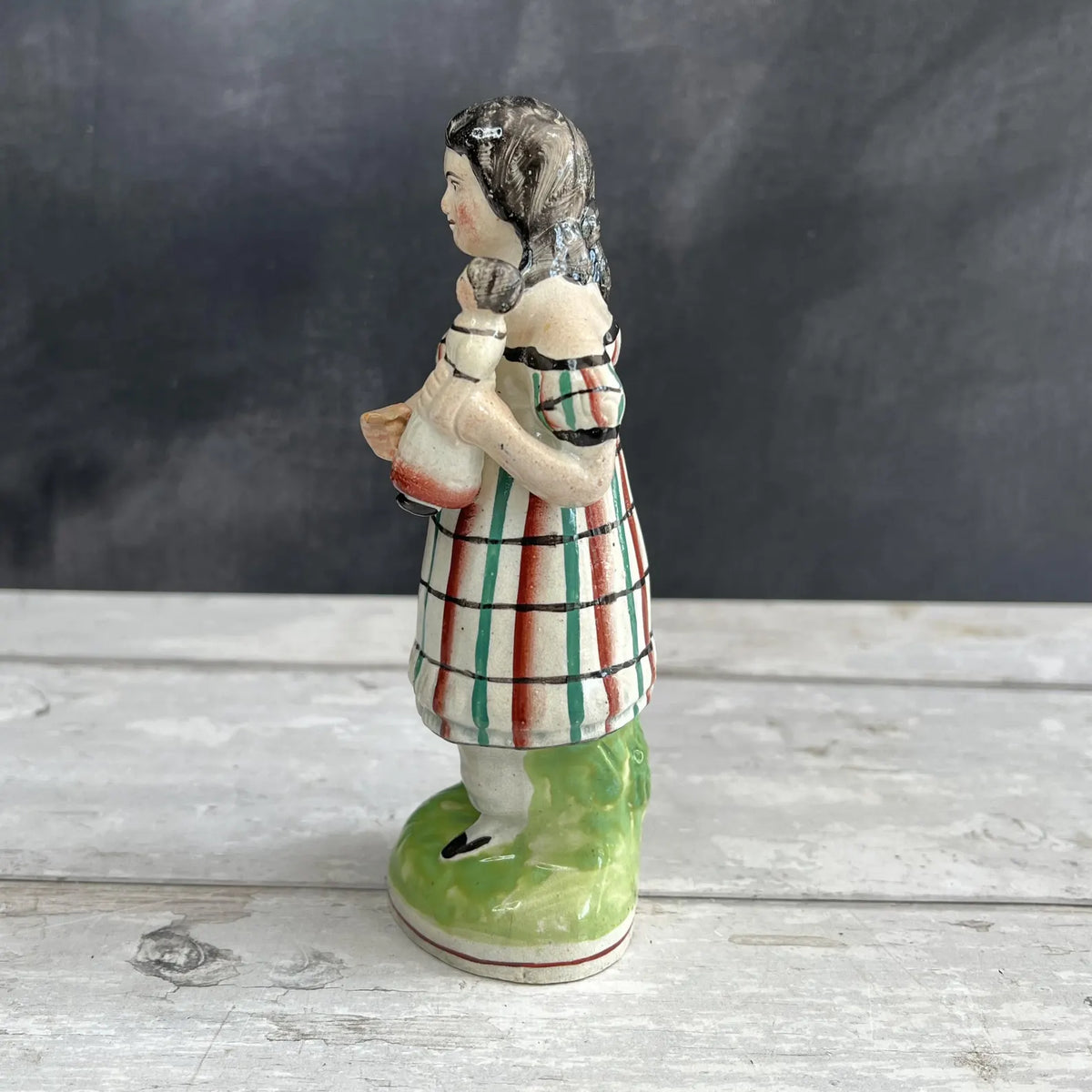 19th Century Staffordshire Figure Girl and Doll C 1820 RARE