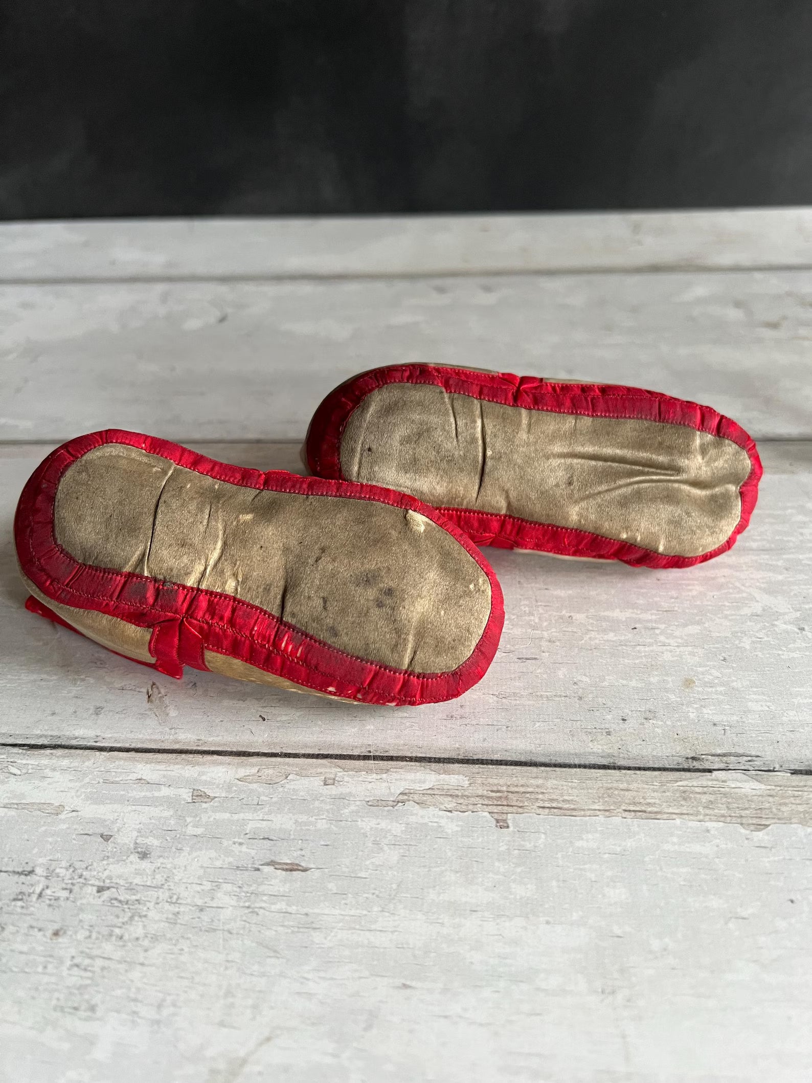 Antique Victorian Silk Baby Shoes Hand Painted Roses C 1880 AF