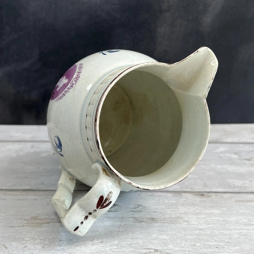 Pearlware Jug Pitcher Puce Transferware Faith Hope and Charity C 1800