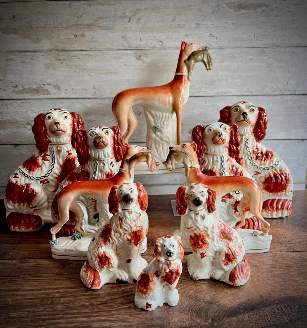 19th Century Pair Of Staffordshire Greyhound Whippet Dogs C 1870