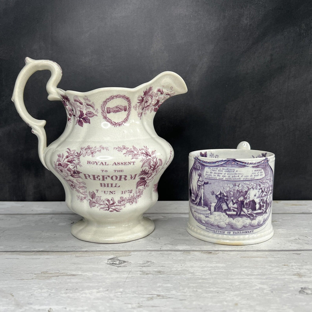 Antique Reform Jug British Political History Purple Transferware C 1832