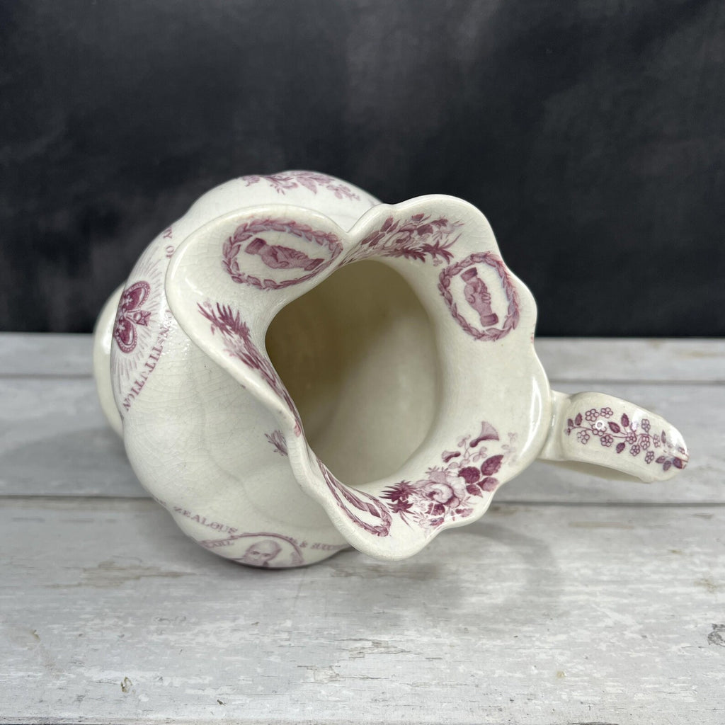 Antique Reform Jug British Political History Purple Transferware C 1832