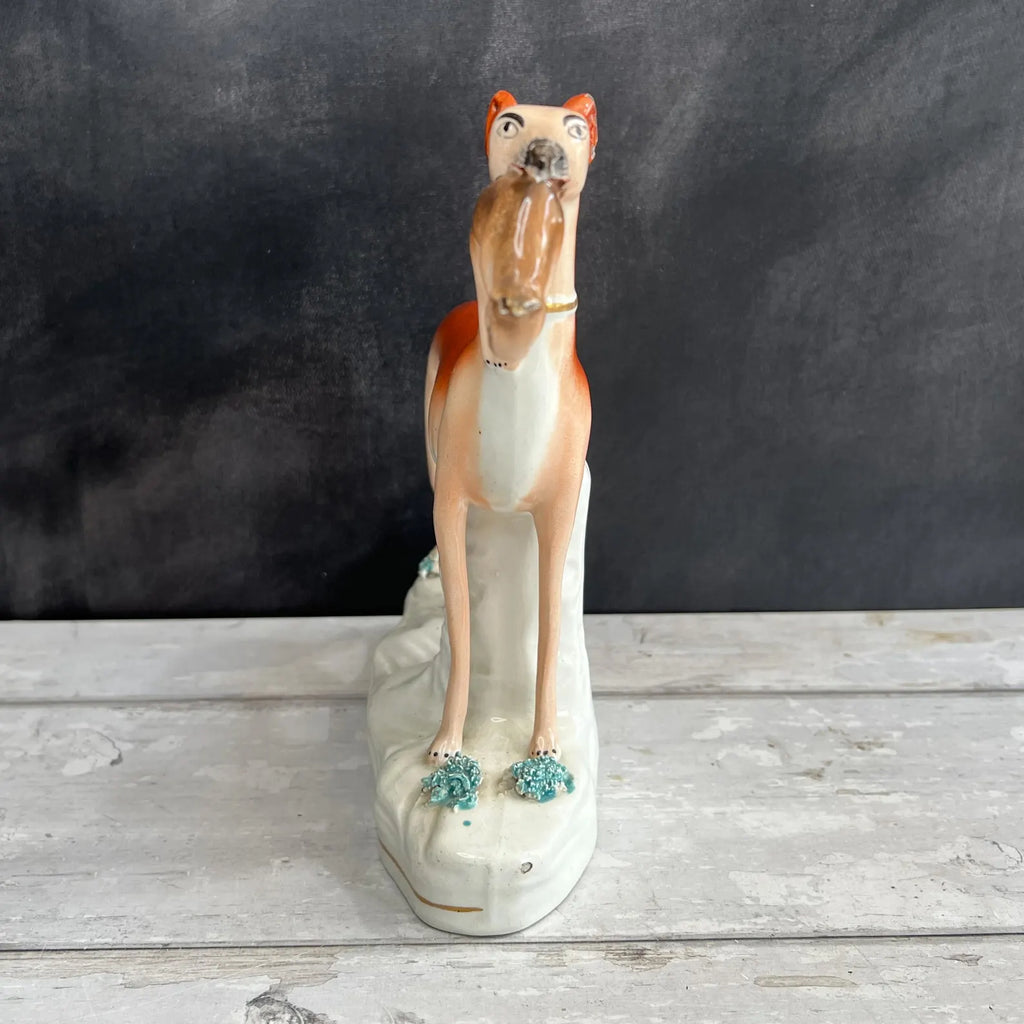 19th Century Pair Of Staffordshire Greyhound Whippet Dogs C 1870
