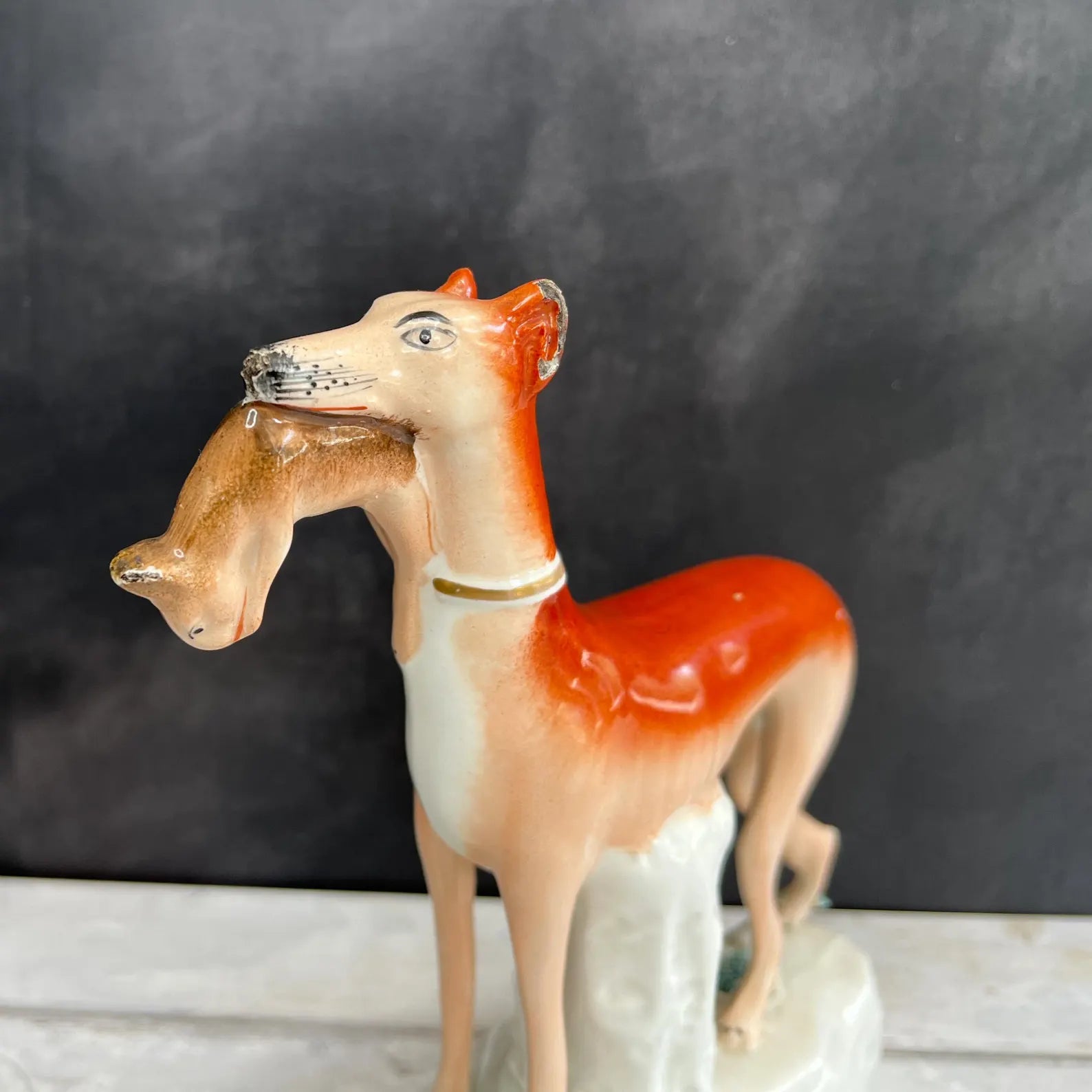 19th Century Pair Of Staffordshire Greyhound Whippet Dogs C 1870
