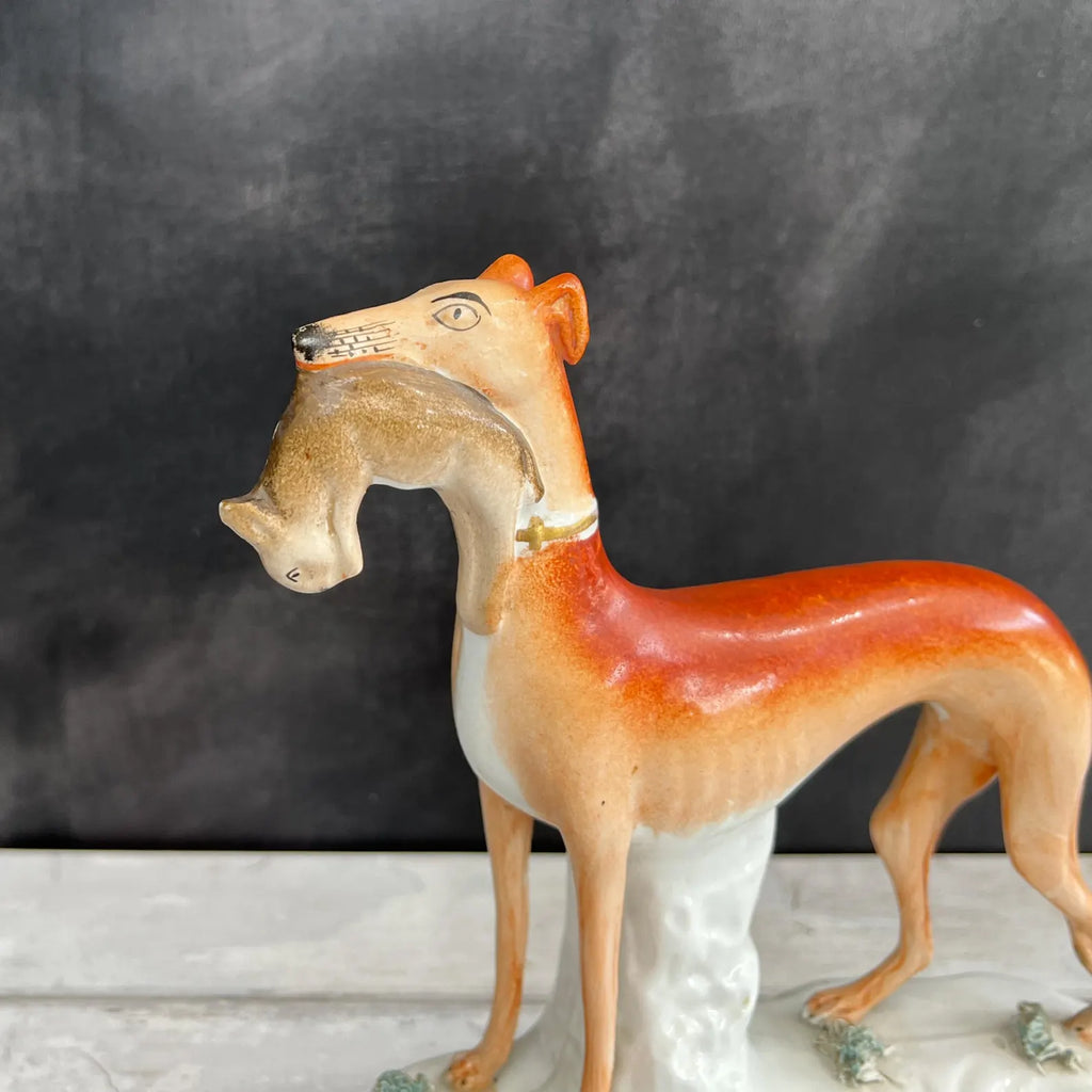 19th Century Pair Of Staffordshire Greyhound Whippet Dogs C 1870